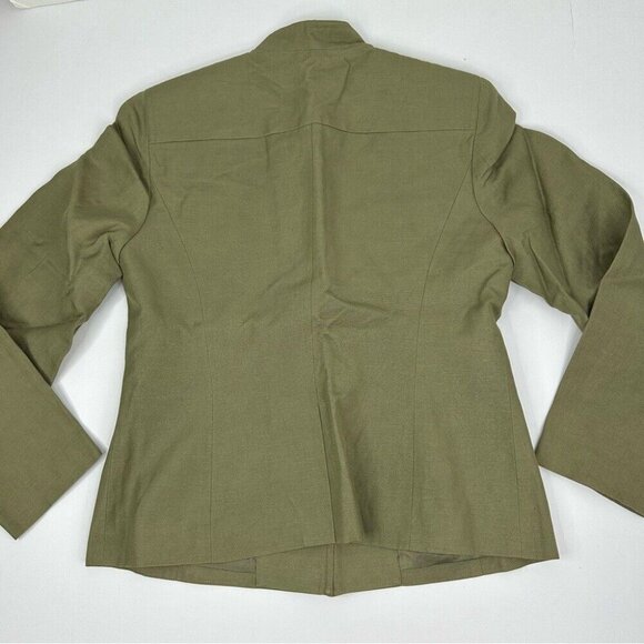 Talbots Women's Green‎ Silk Linen Mandarin Collar Button Up Luxury Blazer 10/C39 - Picture 8 of 14